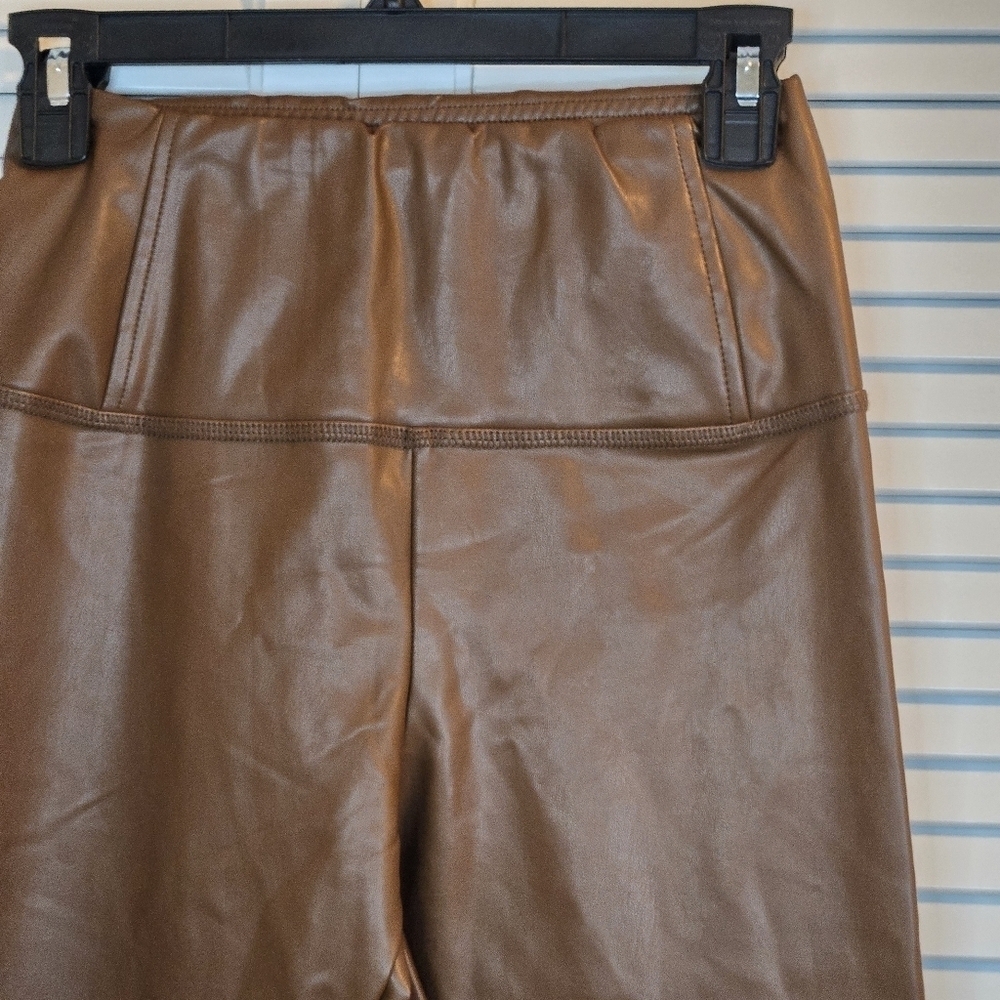 And Now This Faux Leather High Rise Pull-on Seamfront Leggings Choco Brown XS - Picture 2 of 7